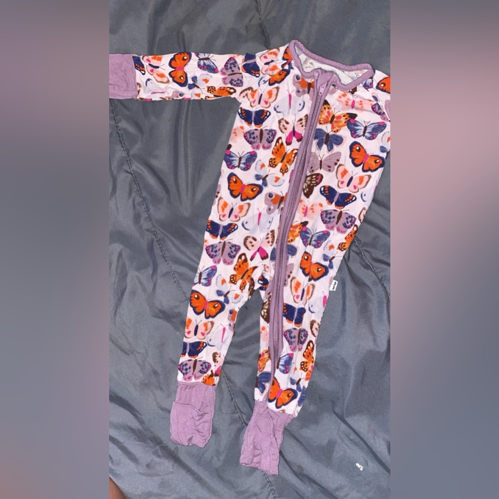 purple 0-3 months  butterfly little sleepies footie sleeper